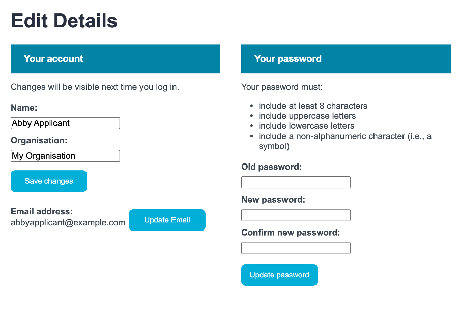 A screenshot of the Edit Details page.