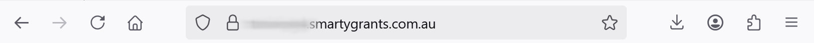 Screenshot of Google Chrome with the URL browser showing a URL ending in smartygrants.com.au.