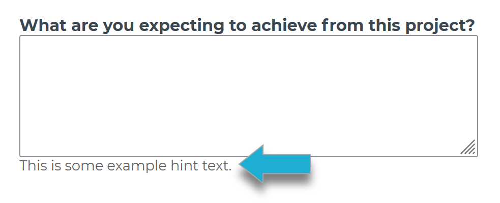 An example screenshot of hint text. The hint text is grey, in smaller font then the question, and sits underneath the question box.